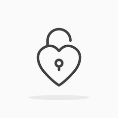 Wall Mural - Heart lock icon in line style. Editable stroke.