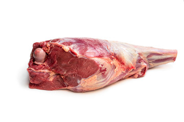 Poster - Fresh raw lamb leg isolated on white