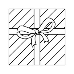 Sticker - silhouette of gift box with ribbon on white background