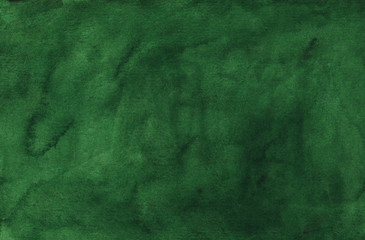 Wall Mural - Watercolor deep green background texture painting. Watercolour abstract dark spruce backdrop. Stains on paper.