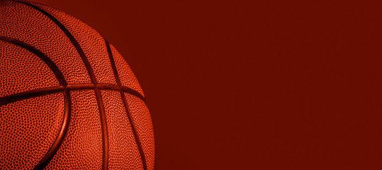 Wall Mural - Closeup detail of basketball ball texture background. Lush Lava color Banner Art concept