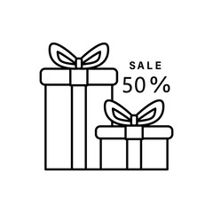 Poster - Gift box 50% icon. Simple line, outline vector elements of winter sale icons for ui and ux, website or mobile application