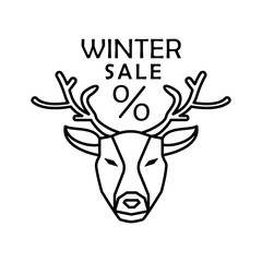 Poster - Deer per cent icon. Simple line, outline vector elements of winter sale icons for ui and ux, website or mobile application