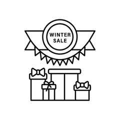 Poster - Gift box ribbon icon. Simple line, outline vector elements of winter sale icons for ui and ux, website or mobile application