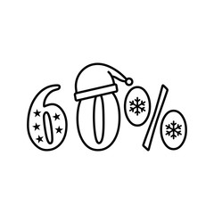 Poster - Snowflake 60% icon. Simple line, outline vector elements of winter sale icons for ui and ux, website or mobile application