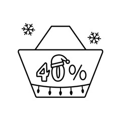 Poster - 40% shopping basket icon. Simple line, outline vector elements of winter sale icons for ui and ux, website or mobile application