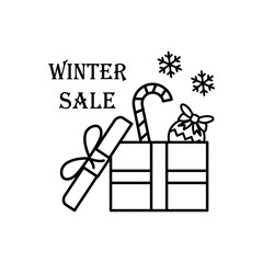 Canvas Print - Snowflake gift box icon. Simple line, outline vector elements of winter sale icons for ui and ux, website or mobile application