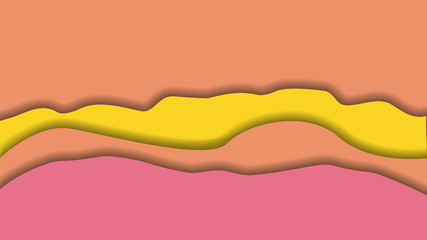 Poster - Abstract orange peach yellow colorful background on paper cut style. Vector illustration
