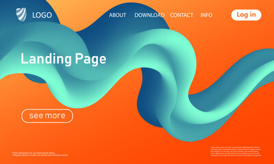 Wall Mural - Landing page. Flow shape. Fluid background. Vector