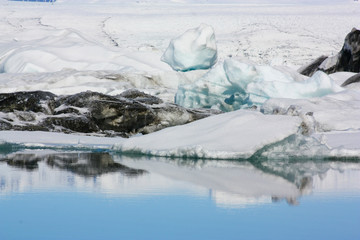  Ice blocks in Icelandic cold waters, global warming