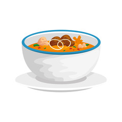 Canvas Print - bowl of delicious soup isolated icon