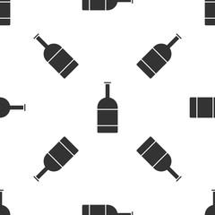 Sticker - Grey Beer bottle icon isolated seamless pattern on white background. Vector Illustration