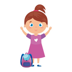 Poster - student girl with school suitcase, back to school