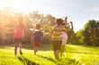 © Blue Jean Images - Happy children playing on meadow