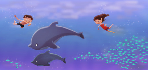 Swimming with dolphins