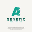 © Lucky Creative's - DNA Helix Letter A Logo designs, Genetics Vector Design, Chromosome initial Logo Template