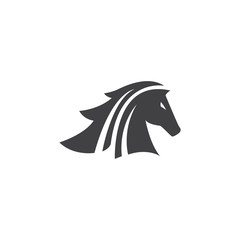 Wall Mural - Simple Black Horse Head for Mascot Logo Template