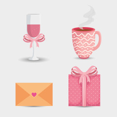 Poster - envelope mail with icons for san valentines day