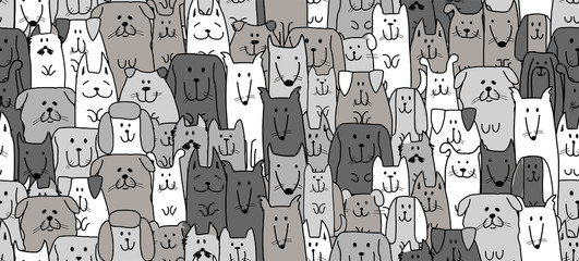 Poster - Funny dogs family, seamless pattern for your design