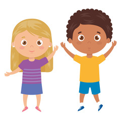 Sticker - children standing on white background