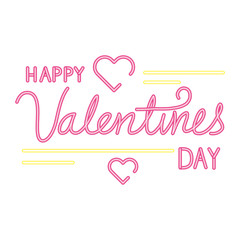 Poster - happy valentines day lettering with hearts decoration