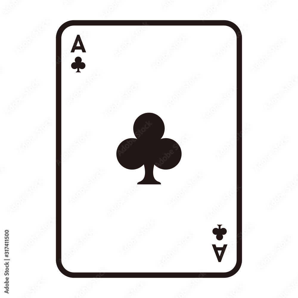 トランプのイラスト。ゲームに使うトランプのクラブのエース。 스톡 벡터 | Adobe Stock