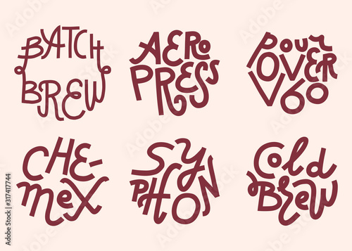 Fotografía Coffee maker lettering set