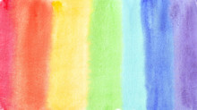Watercolor Rainbow Horizontal Banner. Bright Colorful Background.