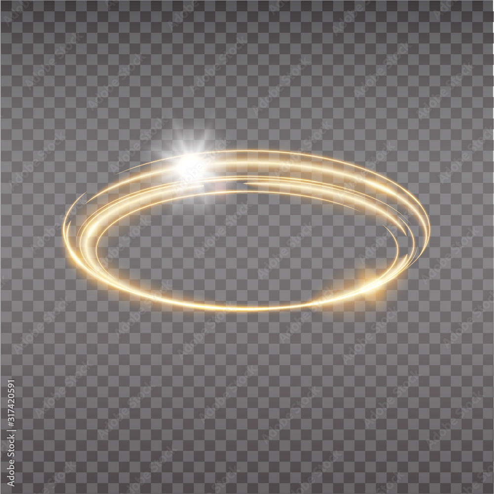 Bright halo. Abstract glowing circles. Light optical effect halo on transparent background. Vector illustration, eps10 - obrazy, fototapety, plakaty 