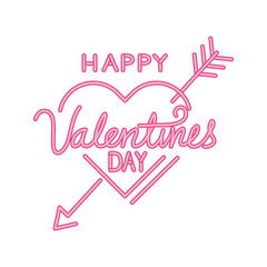 Poster - happy valentines day lettering and heart with arrow