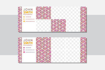 Poster - Template for photo collage in modern style. Frames for clipping masks. Template for a photo collage album with square shapes frames. cover banner with batik pattern triangle shape.