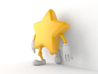 Sticker - Star character leaning on wall on white background