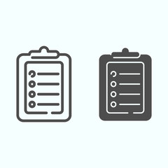 Poster - Test line and solid icon. Document with pointers vector illustration isolated on white. Checklist outline style design, designed for web and app. Eps 10.