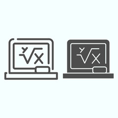 Poster - Education Board line and solid icon. Board with math formula vector illustration isolated on white. Blackboard outline style design, designed for web and app. Eps 10.