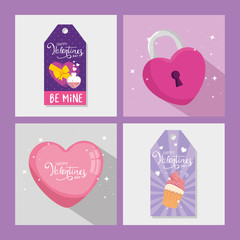 Canvas Print - set cards happy valentines day with decoration