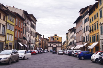 Giuseppe Mazzini square in Pescia, Tuscany, Italy