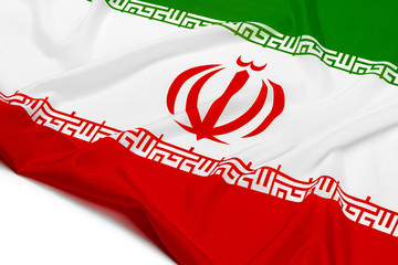 Wall Mural - Photo of fabric flag of Iran close up