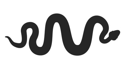 flat, black, curving silhouette of snake icon isolated on white background. can be used to illustrate modern Python programming language