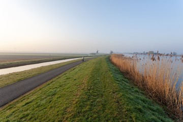 Sticker - Scenery of a Dutch polder landscape under the clear sky