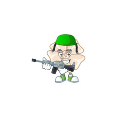 Sticker - Chinese white flower carton character in an Army uniform with machine gun