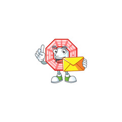 Sticker - Cheerfully chinese square feng sui mascot design with envelope