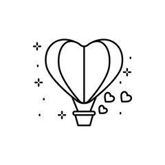 Poster - Air balloon, heart icon. Simple line, outline vector of love icons for ui and ux, website or mobile application