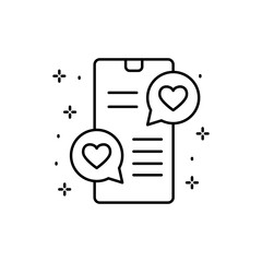 Poster - Smartphone, message, heart icon. Simple line, outline vector of love icons for ui and ux, website or mobile application