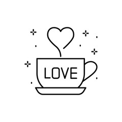 Poster - Cup, heart icon. Simple line, outline vector of love icons for ui and ux, website or mobile application