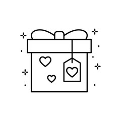 Poster - Gift, heart, love icon. Simple line, outline vector of love icons for ui and ux, website or mobile application