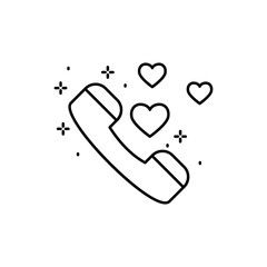 Poster - Phone, call, heart icon. Simple line, outline vector of love icons for ui and ux, website or mobile application