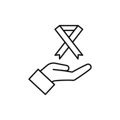Poster - Ribbon cancer hand care icon. Simple line, outline vector elements of world awareness day icons for ui and ux, website or mobile application