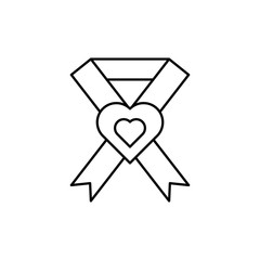 Poster - Ribbon cancer heart icon. Simple line, outline vector elements of world awareness day icons for ui and ux, website or mobile application