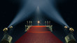Award Stand with red carpet. 3d rendering.