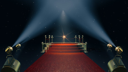 Wall Mural - Award Stand with red carpet. 3d rendering.